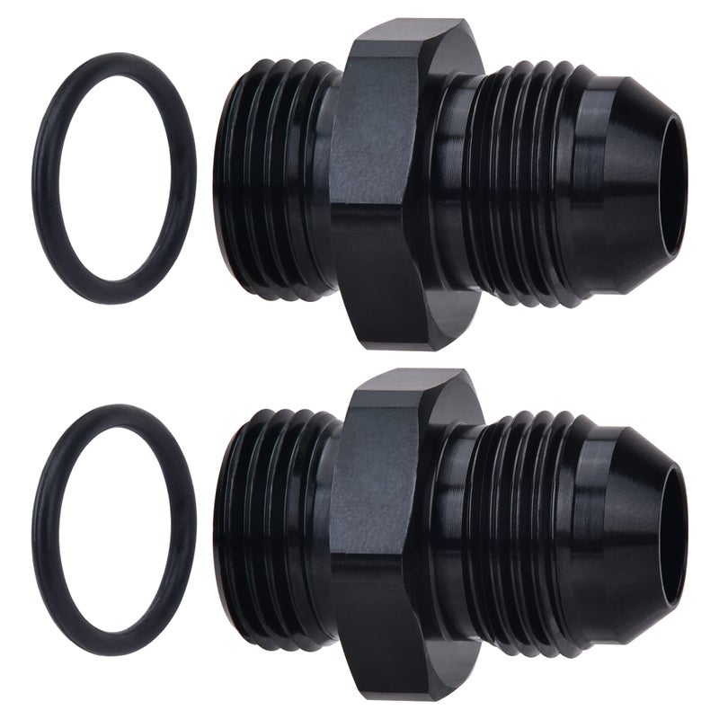 EVIL ENERGY 8AN Flare to 8AN ORB Male 2PCS Fuel Rail Adapter Fitting Black - Image 1
